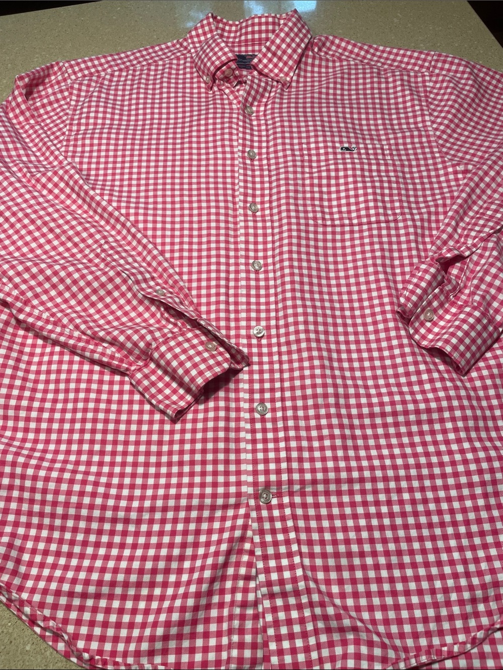 Vineyard Vines Pink and White Gingham Button-Down Shirt